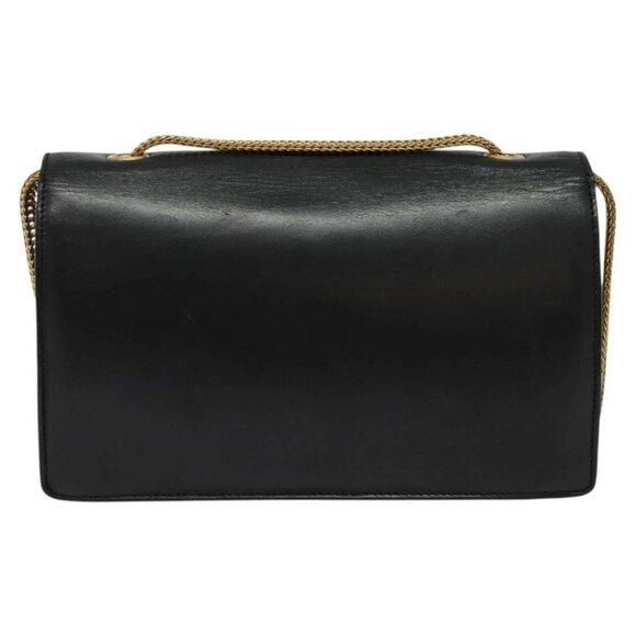 SAINT LAURENT Studs Chain Shoulder Bag Leather Black Gold Auth bs29263 - Picture 3 of 16